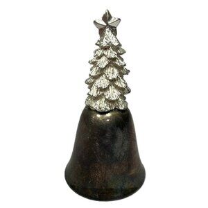Vintage Elegance Silver-Plated on Steel Christmas Tree BELL 4" Unpolished